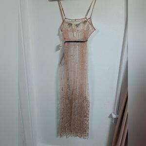 Fp One Zella Slip Free People Blush Sequin Backless Dress
